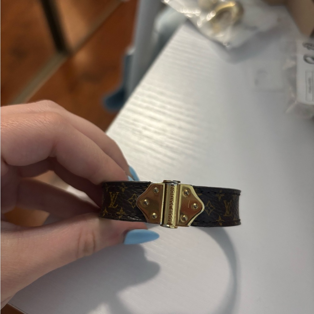 Louis Vuitton Monogram Bracelet with Gold Clasp